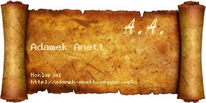 Adamek Anett névjegykártya